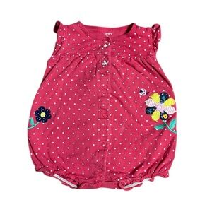 Carter’s Baby Girl Polka Dot Floral Romper Size 9 Months